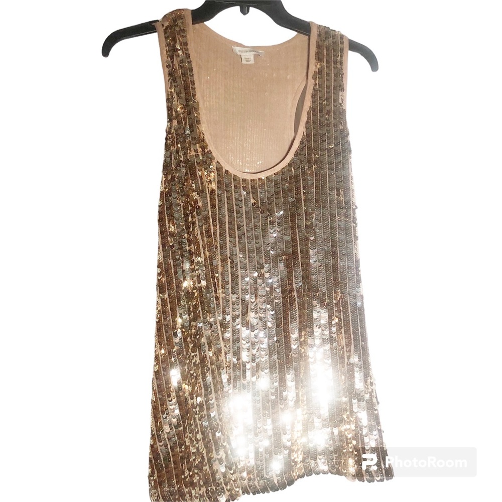 Gold  metallic sequin Boston Proper mesh top